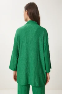 Happiness İstanbul Women Green Kimono Pants Knitting Set - Image 6