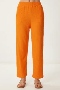 Happiness İstanbul Women orange Kimono Pants Knitting Set - Image 4