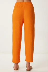 Happiness İstanbul Women orange Kimono Pants Knitting Set - Image 6