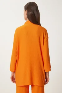 Happiness İstanbul Women orange Kimono Pants Knitting Set - Image 7