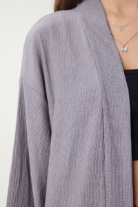 Happiness İstanbul Women's Stone Gray Kimono Pants Knitted Set - Image 4