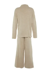 TRENDYOLMİLLA Beige Dog collar Knitwear Top and Bottom Set - Image 6