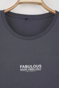Trendyol Curve Anthracite Oversized Fit 100% Cotton Front and Back Printed Knitting Plus Size T-Shirt - Image 7