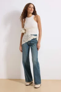 TRENDYOLMİLLA Mavi Soluk Efekt Vintage High Waist Wide Leg Wide Leg 100% Cotton Non-Stretch jeans - Image 4