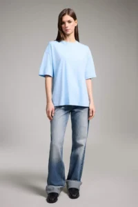 DeFacto Oversize Crew Neck Basic Plain Combed Cotton Short Sleeve T-Shirt - Image 2