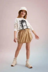 DeFacto Cargo with pocket Poplin Skirt Girls' - Image 3