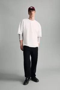 DeFacto Loose Fit Crew Neck Short Sleeve Heavy Fabric T-Shirt - Image 2