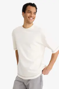 DeFacto Loose Fit Crew Neck Short Sleeve Heavy Fabric T-Shirt - Image 5