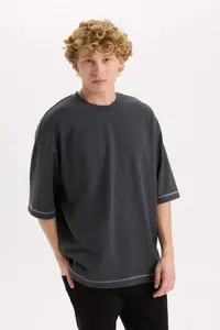 DeFacto Loose Fit Crew Neck Short Sleeve Heavy Fabric T-Shirt