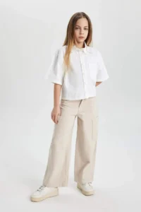 DeFacto Wide Leg Cargo Wide Leg Jean Trousers Girls - Image 4