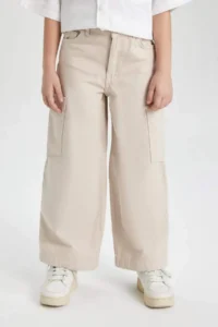 DeFacto Wide Leg Cargo Wide Leg Jean Trousers Girls - Image 6