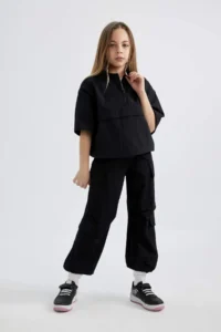 DeFacto Girl's Zipper Collar Short Sleeve Blouse - Image 2