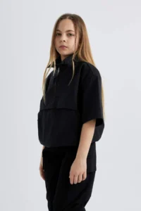 DeFacto Girl's Zipper Collar Short Sleeve Blouse - Image 4