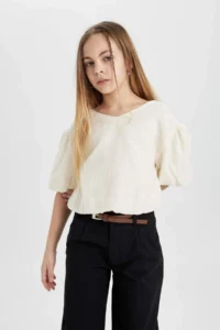 DeFacto Short Sleeve Blouse Girls' - Image 3