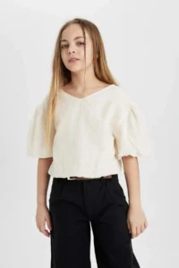 DeFacto Short Sleeve Blouse Girls' - Image 5
