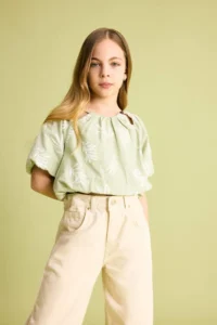 DeFacto Patterned Short Sleeve Blouse Girls' - Image 3