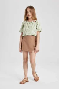 DeFacto Patterned Short Sleeve Blouse Girls' - Image 5