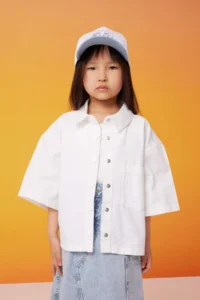 DeFacto Girl's Boxy Fit Cotton Short Sleeve Shirt
