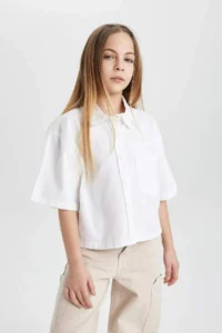 DeFacto Girl's Boxy Fit Cotton Short Sleeve Shirt - Image 4