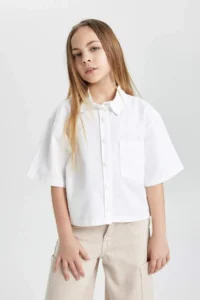 DeFacto Girl's Boxy Fit Cotton Short Sleeve Shirt - Image 6