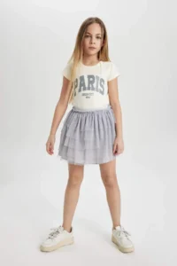 DeFacto Girls' Gray Elastic Waist Tutu Skirt - Image 2