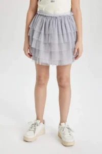 DeFacto Girls' Gray Elastic Waist Tutu Skirt - Image 3