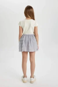 DeFacto Girls' Gray Elastic Waist Tutu Skirt - Image 4