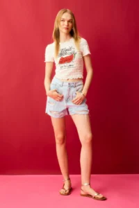 DeFacto Mom Fit High Waist Cut Out Jean Shorts