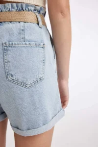 DeFacto Paperbag High Waist Fold-Ankle Jean Shorts - Image 7