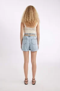 DeFacto Paperbag High Waist Fold-Ankle Jean Shorts - Image 8