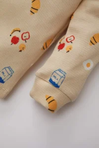 DeFacto Baby Boy Food Printed Long Sleeve Waffle Pajama Set - Image 4