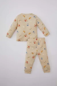 DeFacto Baby Boy Food Printed Long Sleeve Waffle Pajama Set - Image 5