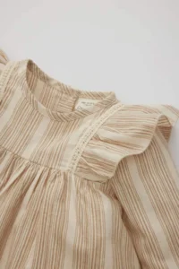 DeFacto Baby Girl Striped Long Sleeve Linen Look Dress - Image 2