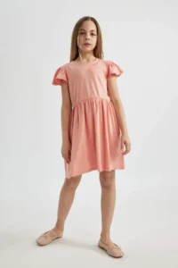DeFacto Girls' Short Sleeve Penye Dress
