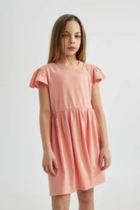 DeFacto Girls' Short Sleeve Penye Dress - Image 2