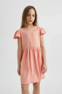 DeFacto Girls' Short Sleeve Penye Dress - Image 3