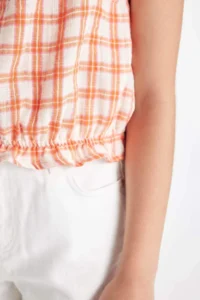 DeFacto Checkered Sleeveless Blouse Girls' - Image 4