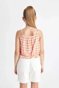 DeFacto Checkered Sleeveless Blouse Girls' - Image 5