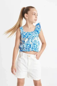 DeFacto Patterned Sleeveless Blouse Girls'