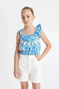 DeFacto Patterned Sleeveless Blouse Girls' - Image 3