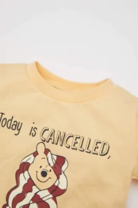 DeFacto Baby Boy Disney Winnie The Pooh Short Sleeve Combed Cotton Pajama Set with Shorts - Image 3