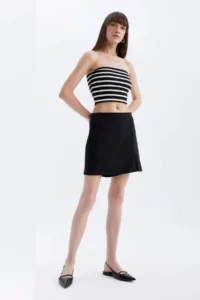 DeFacto Normal Waist Basic Plain Shorts Skirt - Image 2