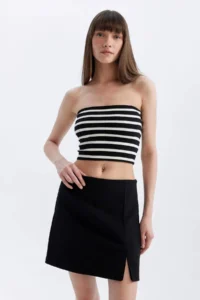 DeFacto Normal Waist Basic Plain Shorts Skirt - Image 3