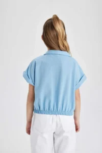 DeFacto Cropped Fit Cotton Short Sleeve Shirt Girl - Image 7