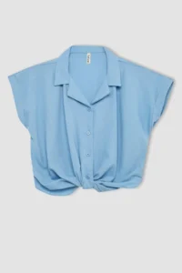 DeFacto Cropped Fit Cotton Short Sleeve Shirt Girl - Image 8