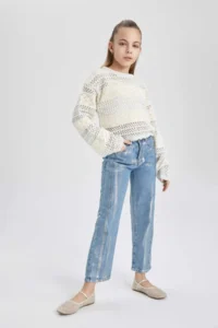 DeFacto Wide Leg Wide Leg Jean Trousers Girls - Image 2