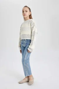 DeFacto Wide Leg Wide Leg Jean Trousers Girls - Image 3
