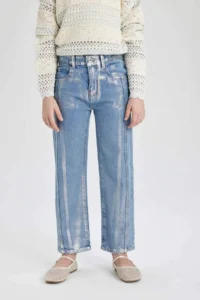 DeFacto Wide Leg Wide Leg Jean Trousers Girls - Image 5