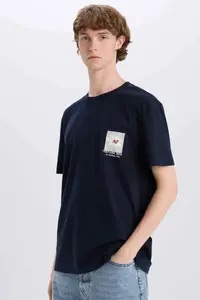 DeFacto 100% Cotton Regular Fit Crew Neck Printed Short Sleeve T-Shirt