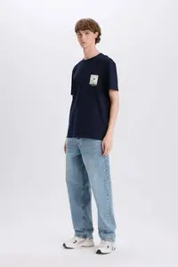 DeFacto 100% Cotton Regular Fit Crew Neck Printed Short Sleeve T-Shirt - Image 2